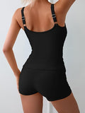 Women’s Modest Tankini Set with Tummy Control & High-Waisted Shorts