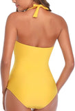 Slimming One Piece Swimsuit Women's Vintage Retro Halter Bathing Suit with Tummy Control & Ruched Push Up