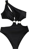 Women’s One Shoulder Cutout One Piece Swimsuit