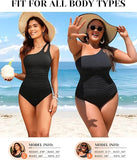 Women’s One Shoulder One Piece Swimsuit with Tummy Control