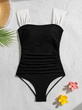 Women’s Retro Square-Neck One-Piece Swimsuit with Tummy Control
