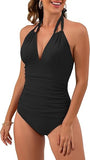 Women’s Halter One-Piece Swimsuit with Tummy Control