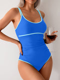 Women’s Color Block One Piece Swimsuit with Tummy Control and Double Straps