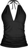 Women’s Halter Tankini Top with V Neck and Tummy Control