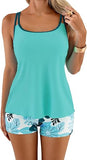 Women’s Floral Scoop-Neck Tankini Set with Tummy Control & Boyshorts