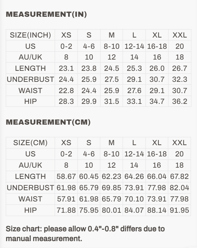 Size Chart 1