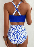Women’s Textured High-Waisted Bikini Set with Whip Stitch Details