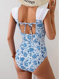 Women’s Retro Square-Neck One-Piece Swimsuit with Tummy Control