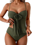Women’s Tankini Set with Flowy Mesh Top & High-Waisted Bottoms
