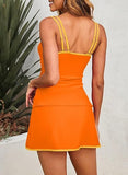 Vintage High-Waisted Tummy Control Two-Piece Swimsuit Ruching Tankini with Skirt for Women