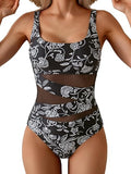 Women’s Mesh One-Piece Swimsuit with Tummy Control