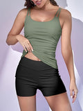 Women’s Modest Tankini Set with Tummy Control & High-Waisted Shorts