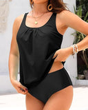 Women's Blouson Tankini Set  Loose Fit Modest Swimsuit  Two-Piece Beachwear