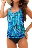 Women's Blouson Tankini Set  Loose Fit Modest Swimsuit  Two-Piece Beachwear