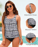 Women's Blouson Tankini Set  Loose Fit Modest Swimsuit  Two-Piece Beachwear