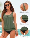 Women's Blouson Tankini Set  Loose Fit Modest Swimsuit  Two-Piece Beachwear