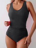 Women’s Tummy Control Two-Piece Tankini with Cutout Back & High-Waisted Bottoms