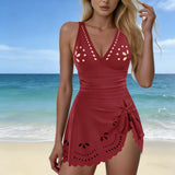 Women’s Cutout One Piece Swim Dress with V Neck