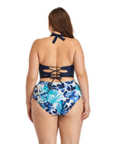 Paneled Floral High-Waist Plus Size Bikini Swimsuit