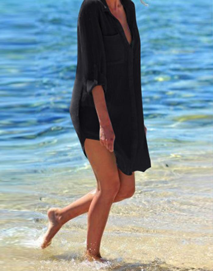 FULLFITALL - Black Cardigan Swimsuit Cover Up