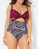 FULLFITALL - Aztec Cut Out Underwire One Piece Swimsuit