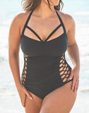 FULLFITALL - Black Cut Out Underwire One Piece Swimsuit