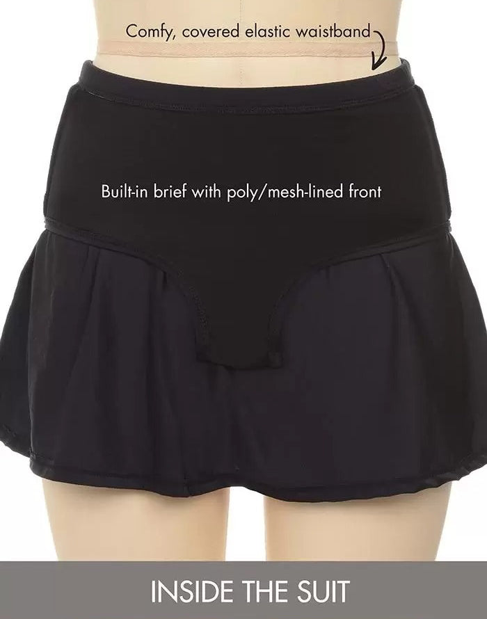 FULLFITALL - Purple Rose Lightweight Blouson Tankini With Side Slit Swim Skirt
