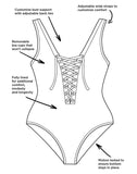 FULLFITALL - White Lace Up One Piece Swimsuit