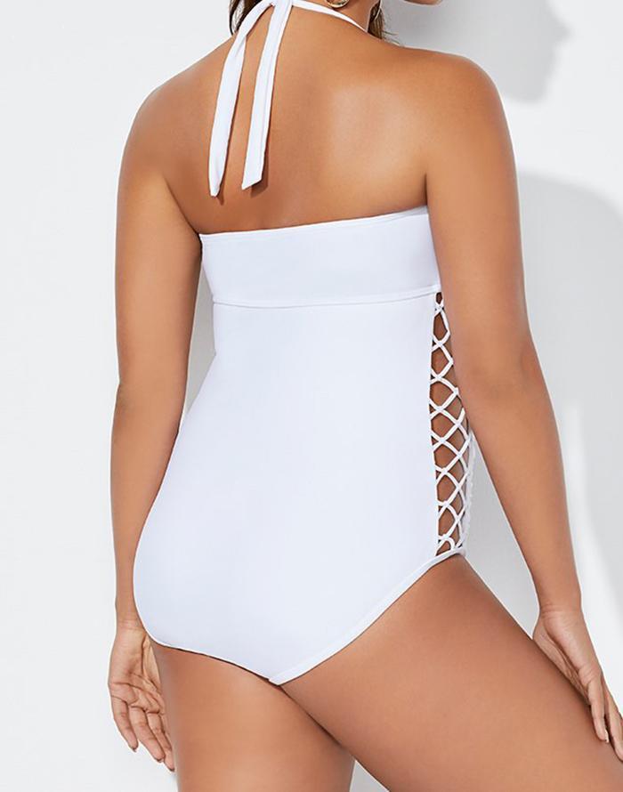 FULLFITALL - White Cut Out Underwire One Piece Swimsuit