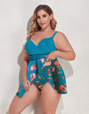 Multicolor Camisole Plus Size Swimdress Tankini Swimsuit