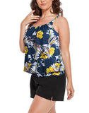 FULLFITALL - Womens Plus Size Swimsuits Two Piece Tankini Bathing Suits Tummy Control Swimwear Top with Boyshort