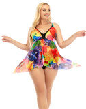 Multicolored tulle Plus Size Swimdress