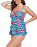 FULLFITALL - Multi Diagonal Smocked Bandeau Tankini Tops