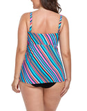 FULLFITALL - Multi Diagonal Smocked Bandeau Tankini Tops