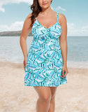 FULLFITALL - Tropical Palm Tie Front Underwire Swimdress