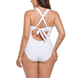 FULLFITALL - White Lace Up One Piece Swimsuit