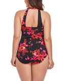 FULLFITALL - Poppies H-Back Sarong Front One Piece Swimsuit