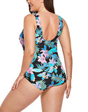 FULLFITALL - Pink Floral Sarong Front One Piece Swimsuit