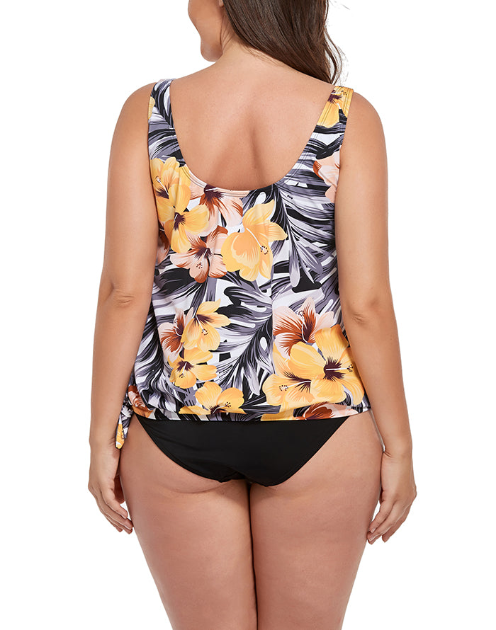 Fullfitall Everlasting Floral Side Tie Blouson Tankini Set 0305